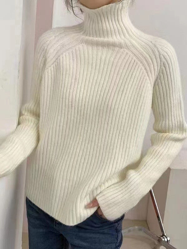 Pink High-neck Long Sleeve Knit Sweater An1058