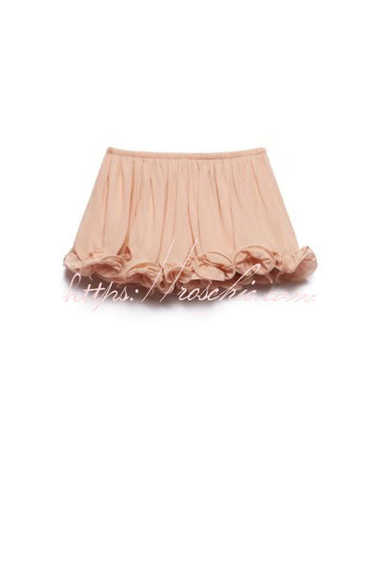 Romantic Drama Chiffon Wavy Ruffles Elastic Waist Loose Shorts