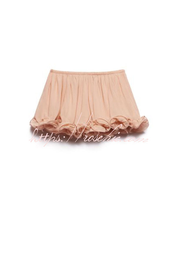 Romantic Drama Chiffon Wavy Ruffles Elastic Waist Loose Shorts