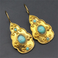 Gold Inlaid Turquoise Stone Earrings