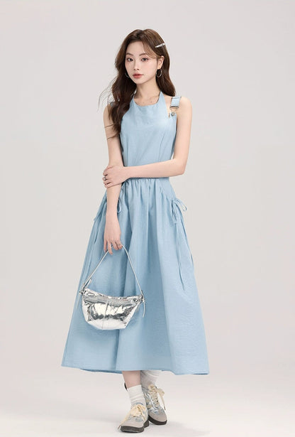 Overall Midi Dress With Side Ties