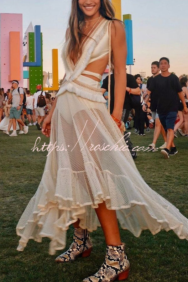 See-through Mesh Lace Resort Beach Skirt