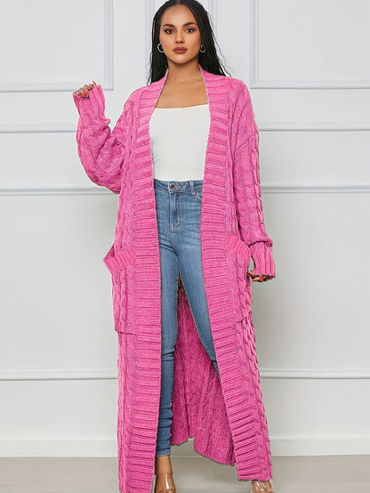Long Length Cable Knit Cardigan Tf8521