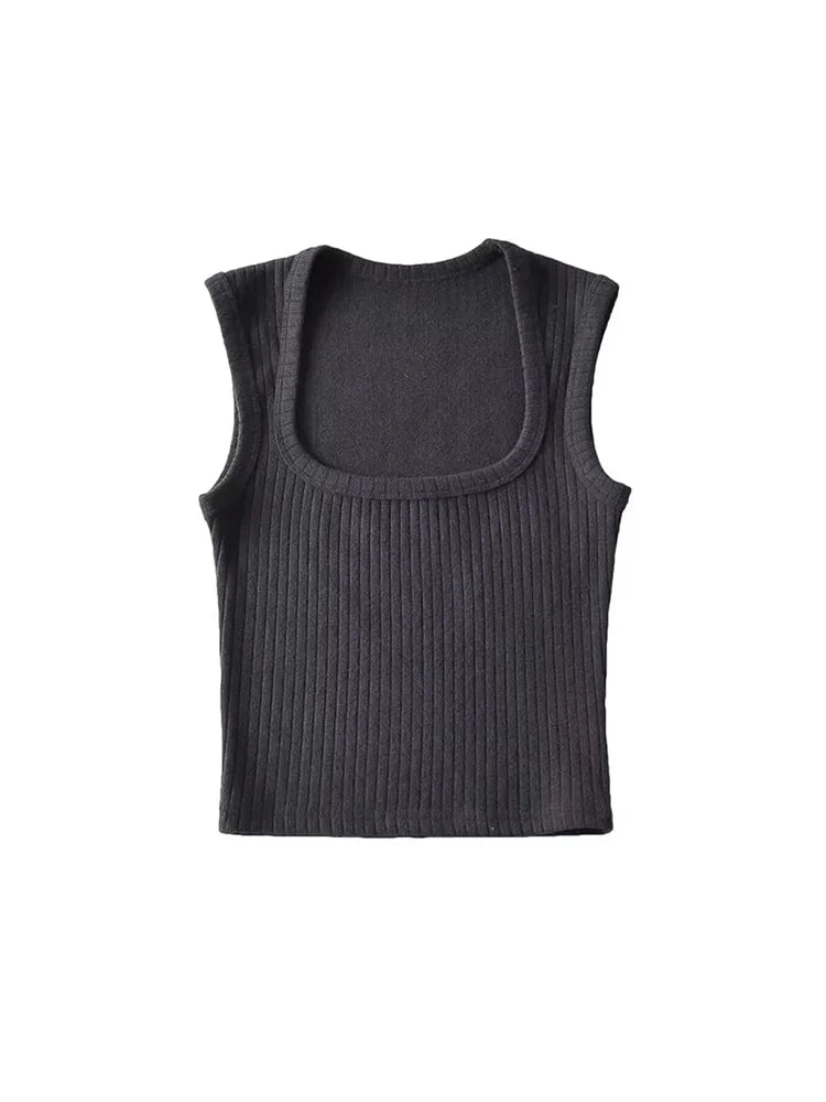 Crop Tops Summer Tank Top Sleeveless Thin Knit Basic Outwear Elastic Camis