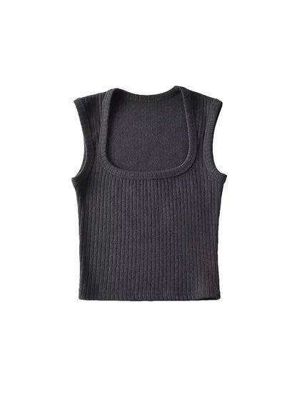 Crop Tops Summer Tank Top Sleeveless Thin Knit Basic Outwear Elastic Camis