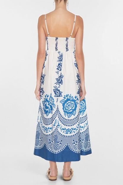 Print High-waist Maxi Dress