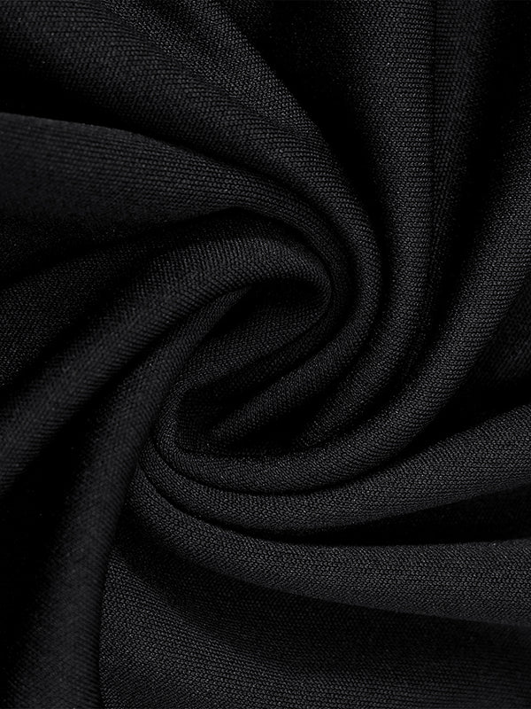 A-line Long Sleeves Gauze Pleated Split-joint V-neck Midi Dresses