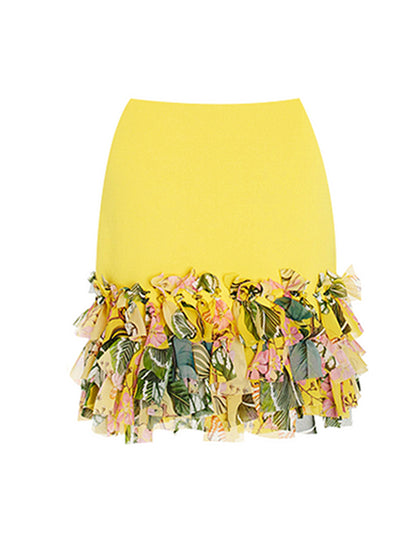 Ruffle One-shoulder Swimsuit and Skirt