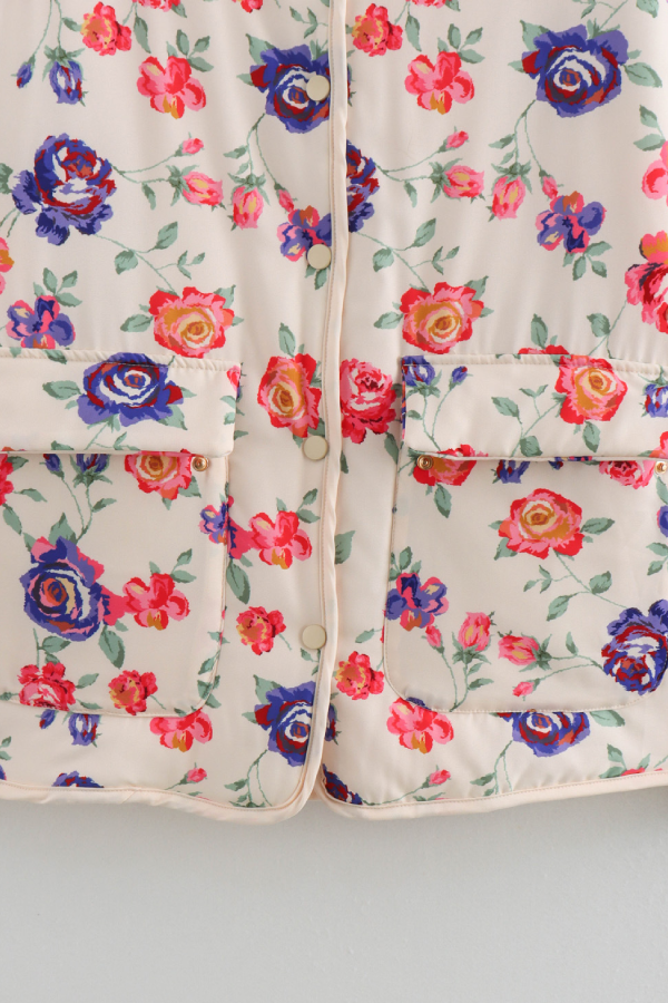 Street V-neck Loose Cardigan Print Cotton Coat for