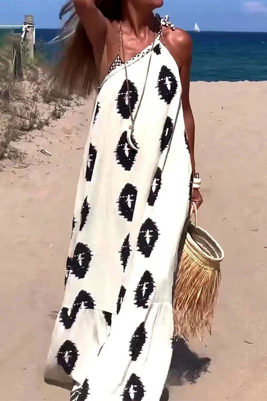 Plenty of Sunshine Print One Shoulder Loose Maxi Dress