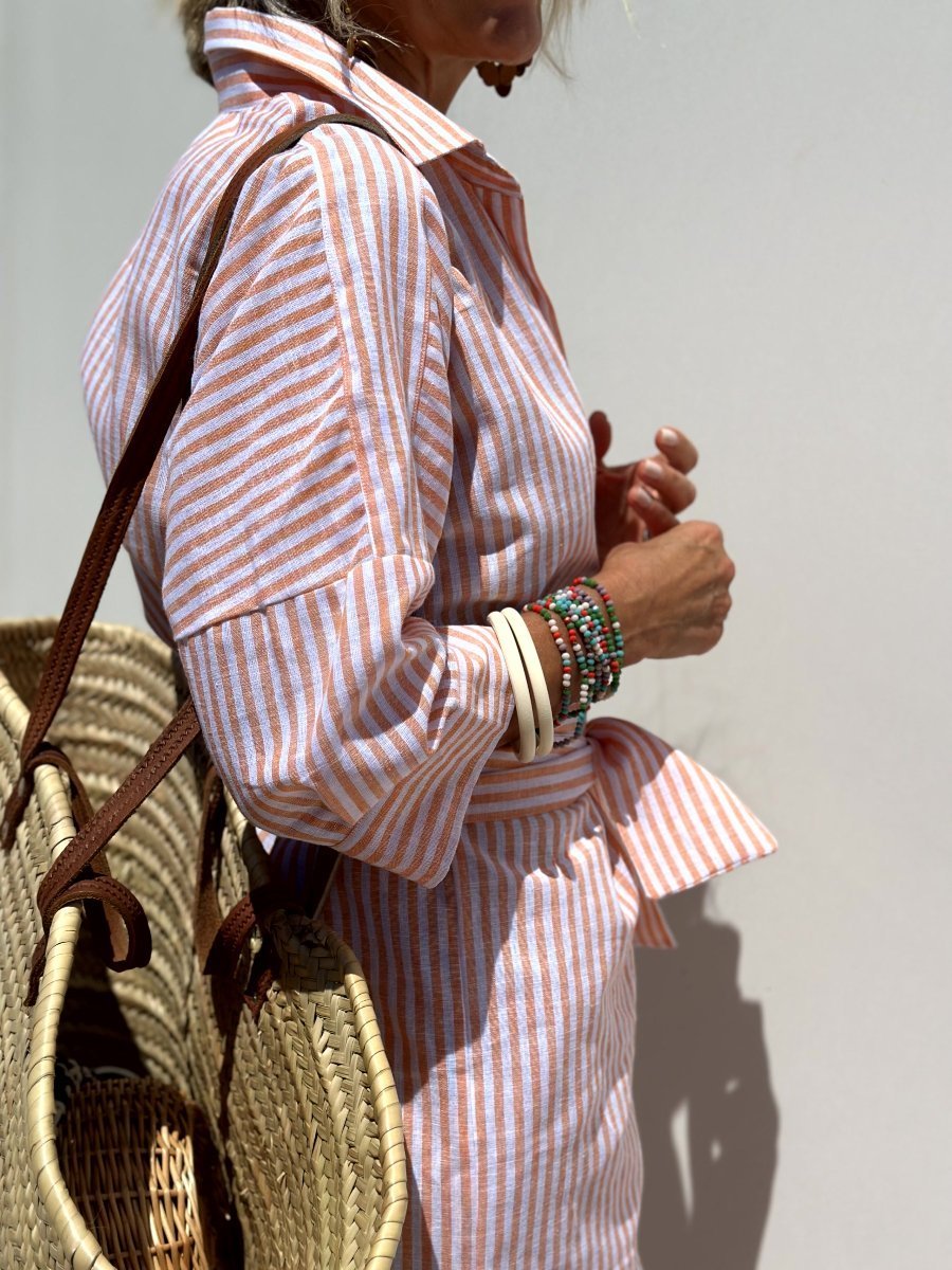 Azenith - Striped Lace-up Dress