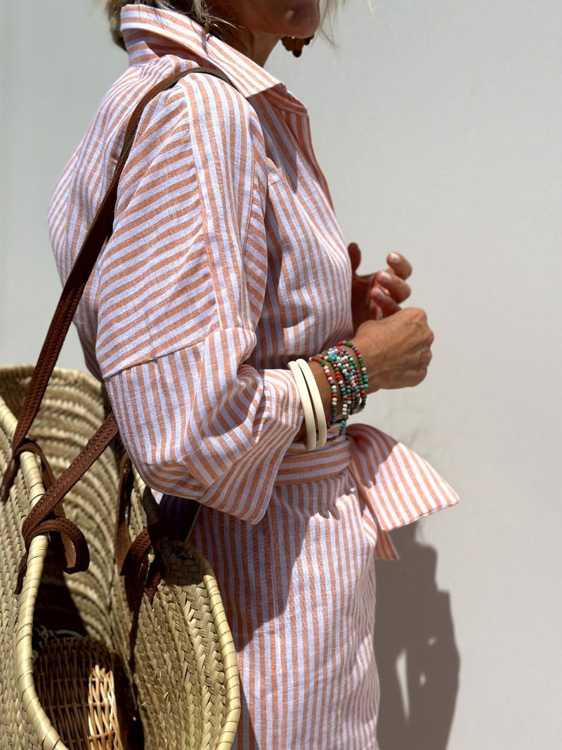 Azenith - Striped Lace-up Dress
