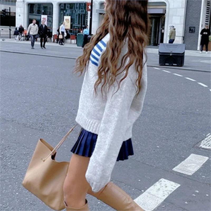 Temperament Commuter Style Pullover Sweater for ’s Autumn and Winter New Loose All-match Crew-neck Knitwear