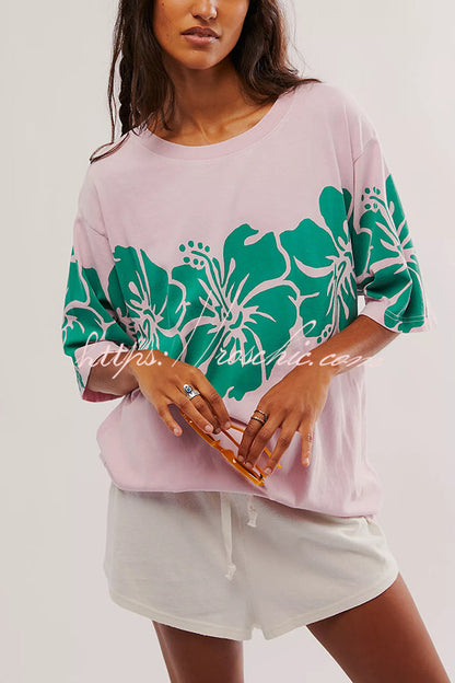Print Loose Round Neck Short Sleeve T-shirt