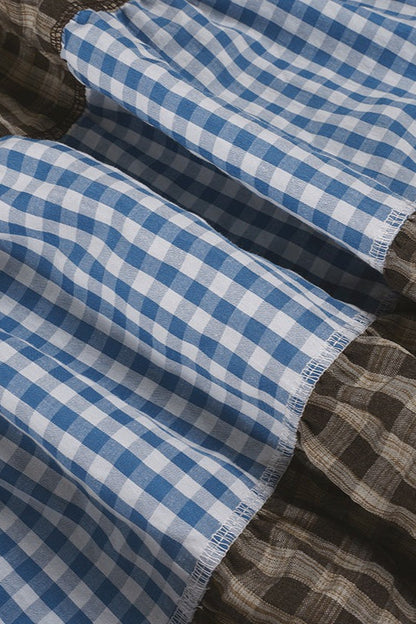Plaid Colorblock Maxi Skirt