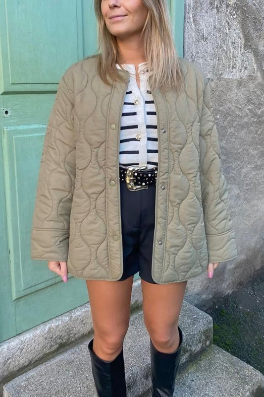 Stand-collar Single-breasted Mid-length Loose Cotton Coat