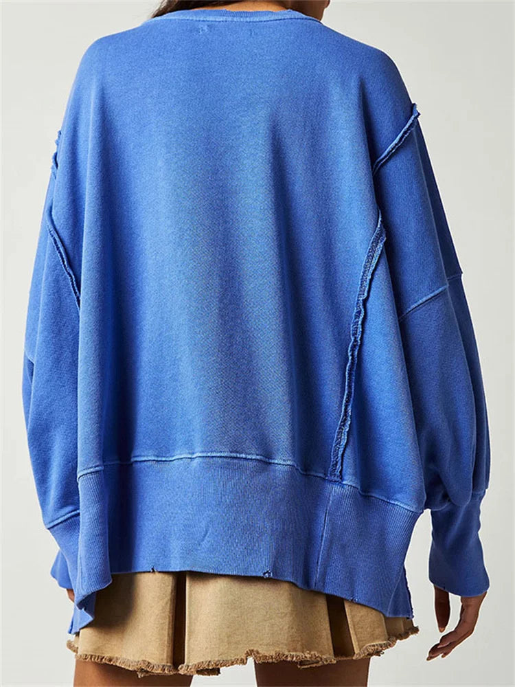 Patchwork Knit Loose Pullover Female Autumn High Waist Sweater Knitwear Pullover New
