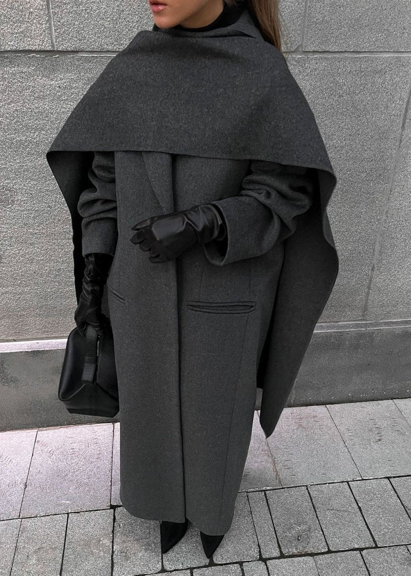 Asymmetric Cloak-style Long Overcoat