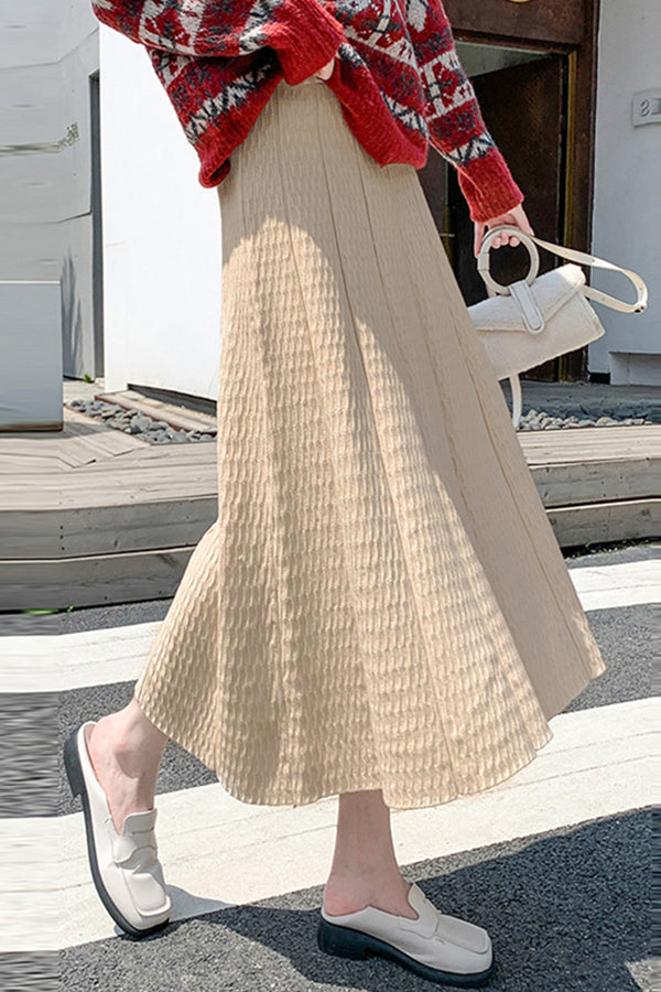 Pleated Skirt Slimming High-waisted Mid-length With Sweater A-line Skirt