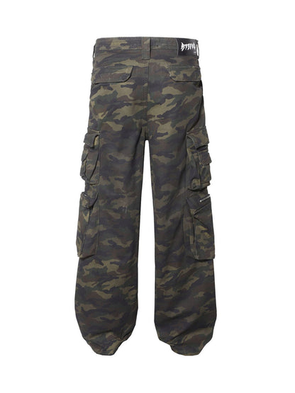 Camo Wide-leg Cargo Overalls - Style