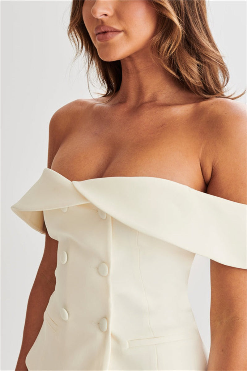 Off Shoulder Pleated Mini Dress