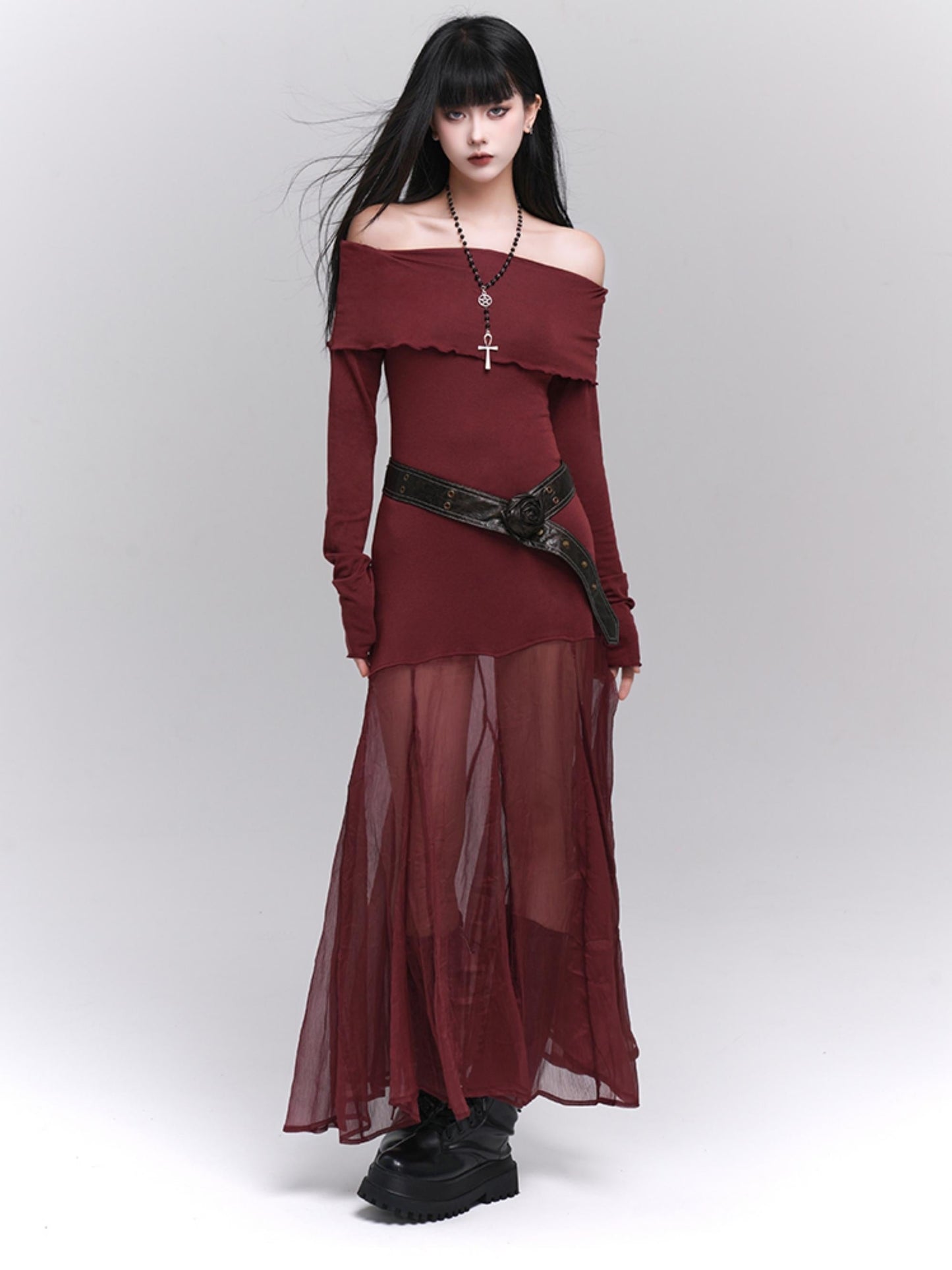 Gothic Romance Off-shoulder Maxi Dress