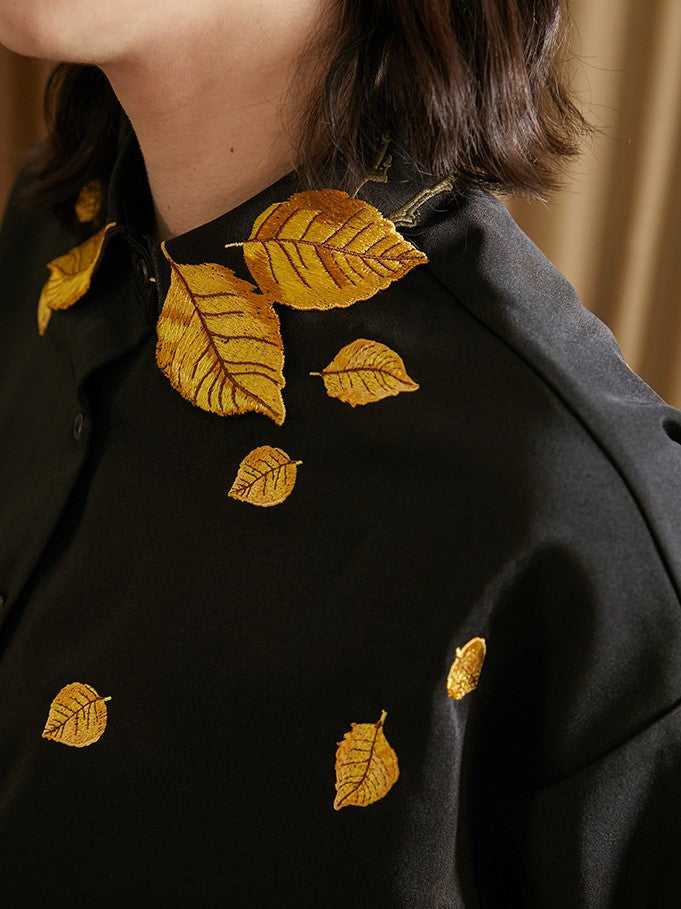 Golden Leaf Embroidered Blouse
