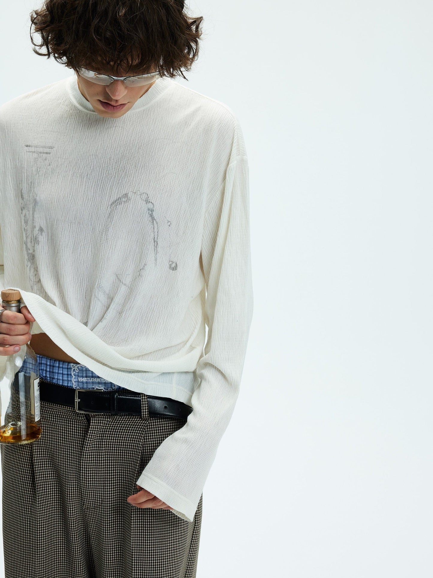 Distressed Graphics Slub Cotton Sweatshirt