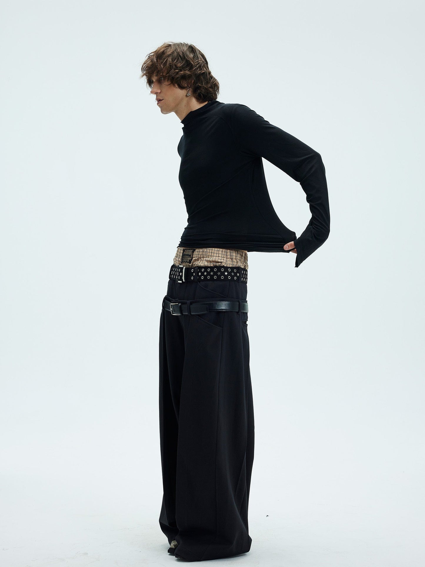 Asymmetric High Neck Slim Sweatshirt