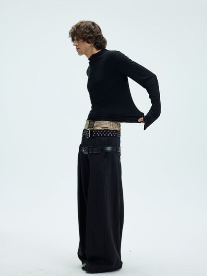 Asymmetric High Neck Slim Sweatshirt