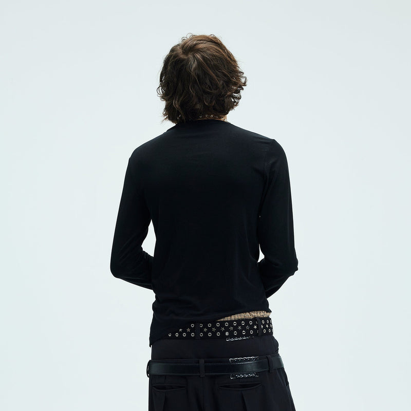 Asymmetric High Neck Slim Sweatshirt