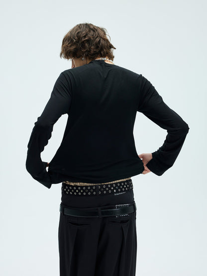 Asymmetric High Neck Slim Sweatshirt