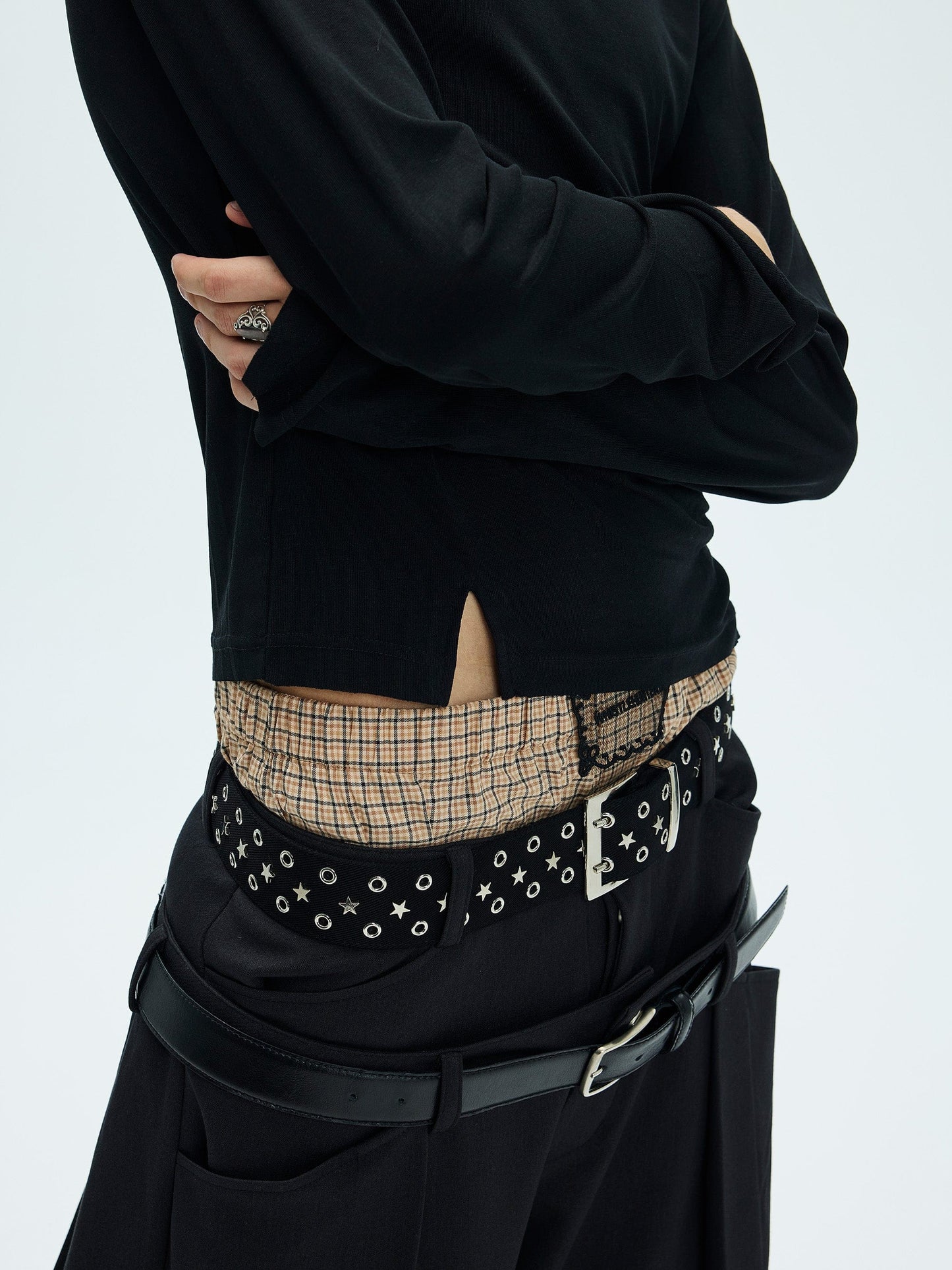 Asymmetric High Neck Slim Sweatshirt