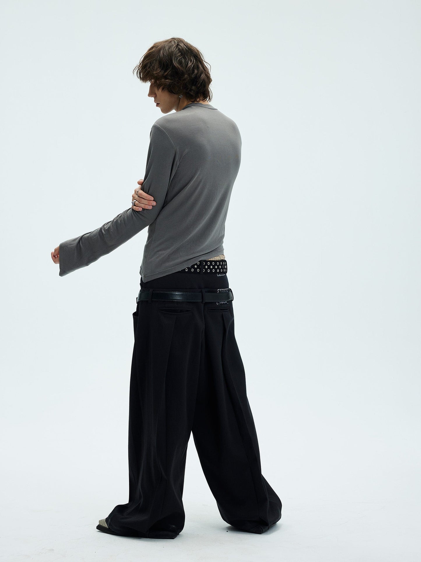 Asymmetric High Neck Slim Sweatshirt
