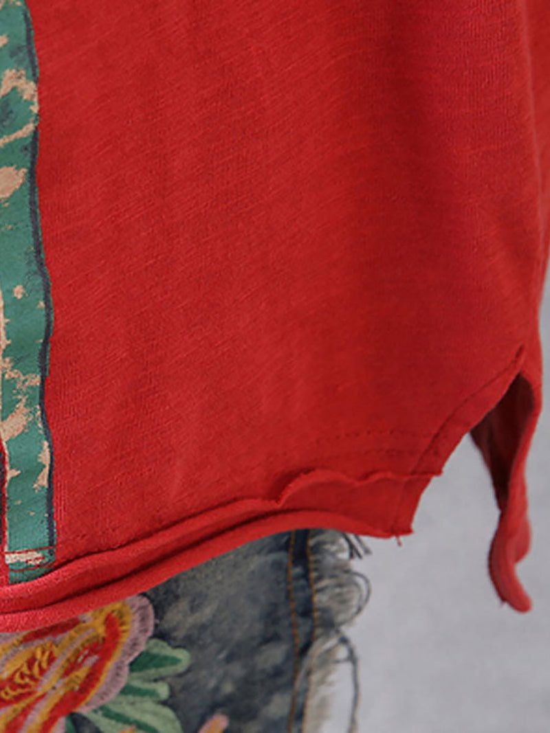 Short Sleeve Sunflower Printed T-shirt Qw1052