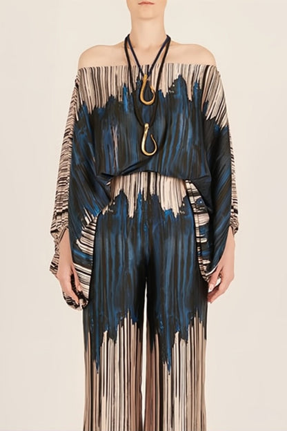 Abstract Waves Two-piece Set - Blue-brown