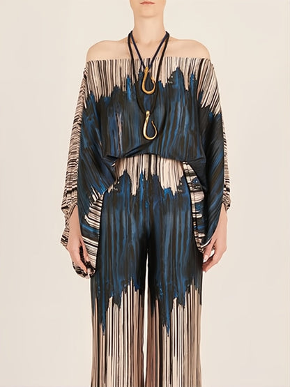 Abstract Waves Two-piece Set - Blue-brown