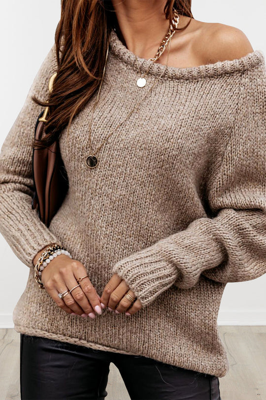 Ribbed Knitted Oversized Pullover Sweater