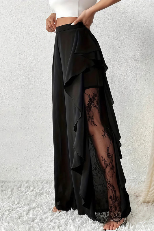 Irregular Split Lace Wide Leg Pants