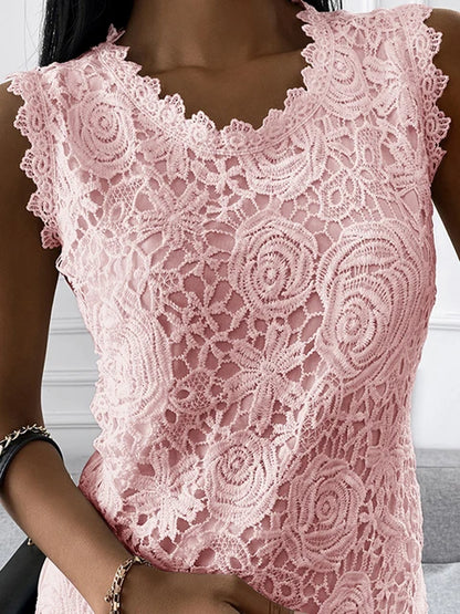 Summer Lace Jacquard Sleeveless T-shirt S-5xl Vest Camisole Halter Top