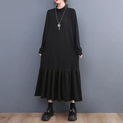 Dressbetty - Winter Loose Split Joint Long Sweatshirt Midi Dress