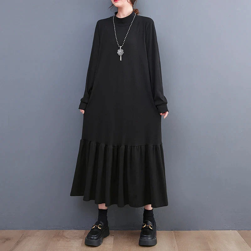 Dressbetty - Winter Loose Split Joint Long Sweatshirt Midi Dress