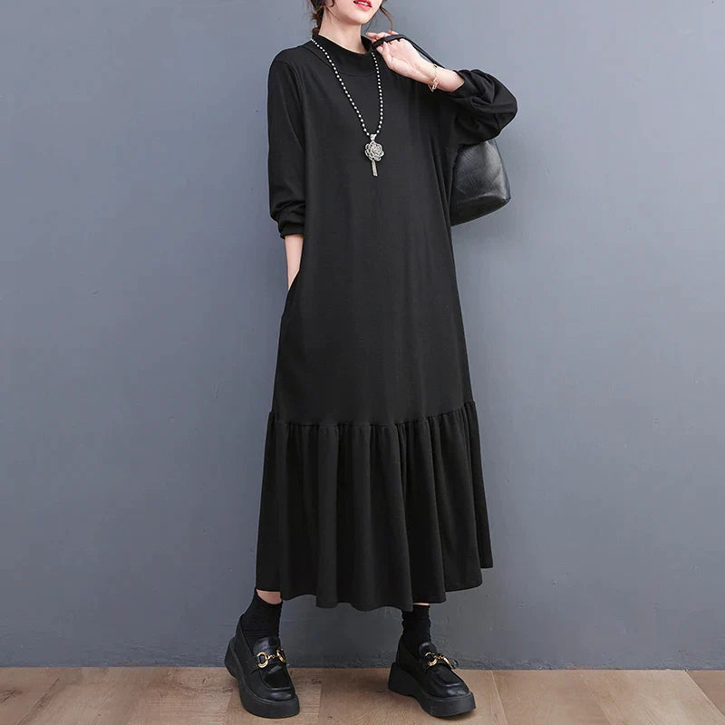 Dressbetty - Winter Loose Split Joint Long Sweatshirt Midi Dress