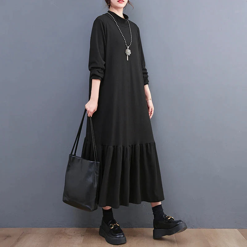 Dressbetty - Winter Loose Split Joint Long Sweatshirt Midi Dress