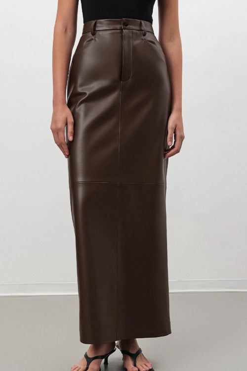 Faux Leather Pencil Maxi Skirt