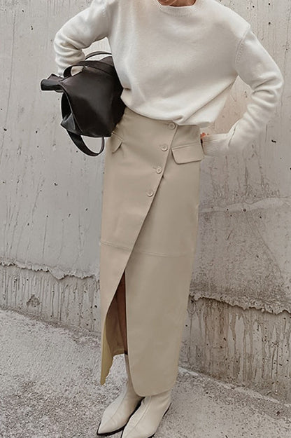 Matte Leather A-line Skirt