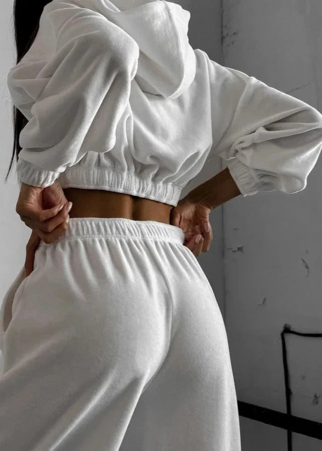 Relaxed Radiance - Zip-up Hoodie Two-piece Set