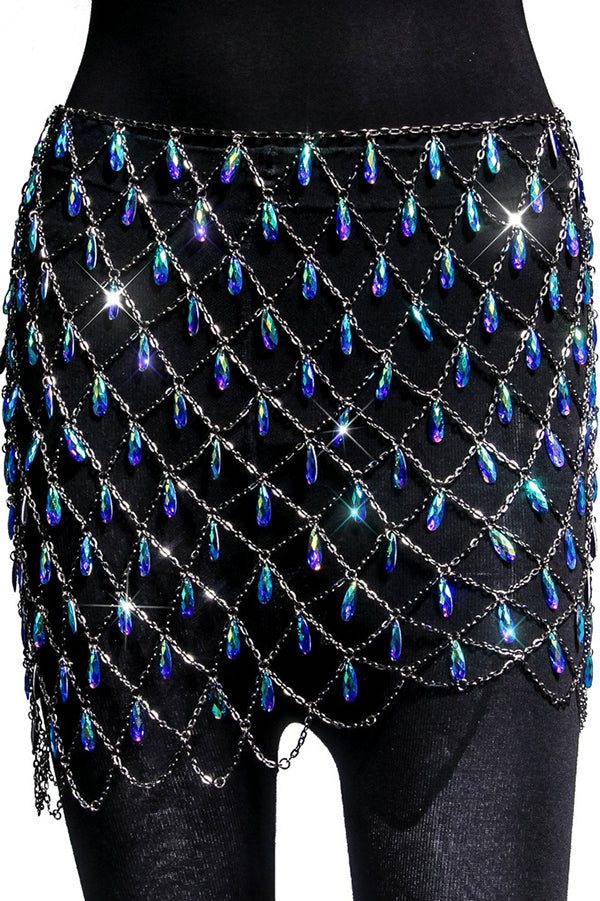 Hollow Colorful Sparkling Crystal Skirt