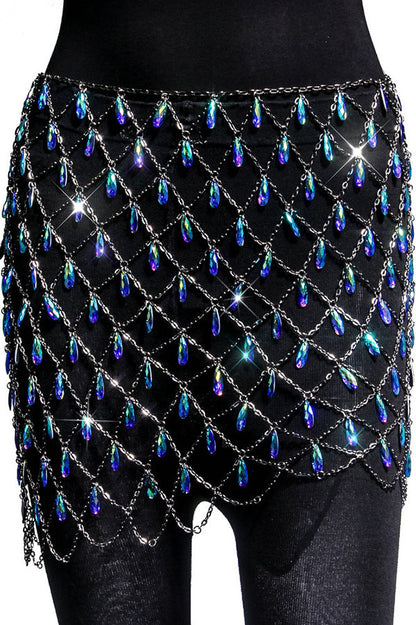 Hollow Colorful Sparkling Crystal Skirt