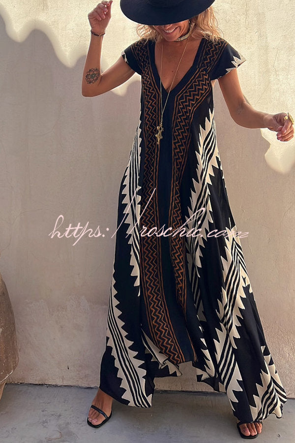 Beach Dates Print A-line Maxi Dress